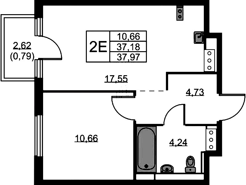 1-комнатная квартира 37.97 м², 6/11 эт., ЖК «Новое Колпино»